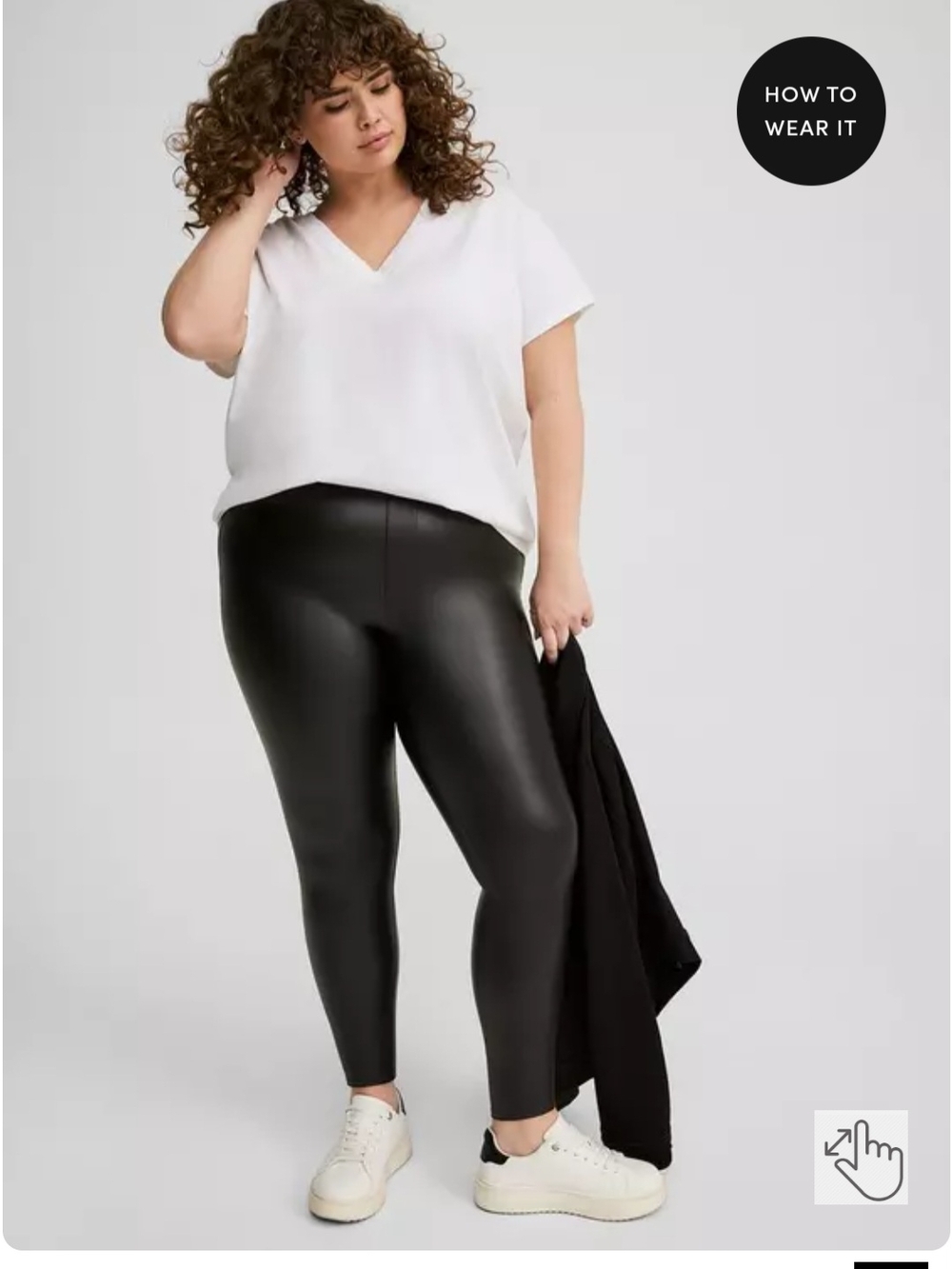 Plus Size Faux Leather Leggings - Black